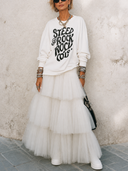Women's Fashionable Printed Long-Sleeve Sweatshirt And Tulle Skirt Set ZMZ1753G4SWL