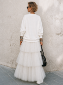 Women's Fashionable Printed Long-Sleeve Sweatshirt And Tulle Skirt Set ZMZ1753G4SWL