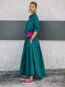 Women's Classic Cotton-Linen Long-Sleeve Shirt And Skirt Set ZMZ1741G0SWL