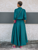 Women's Classic Cotton-Linen Long-Sleeve Shirt And Skirt Set ZMZ1741G0SWL