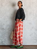Women's Classic Cotton T-Shirt And Printed Wide-Leg Cropped Pants Set ZMZ1710G4SWL