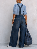 Women's Classic Striped Long-Sleeve Shirt And Denim Wide-Leg Overall Set ZMZ1735G9SWL