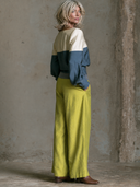Women's Color-Block Square-Neck Lantern-Sleeve Top And Wide-Leg Pants Set ZMZ1513G9XT