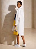 Women's Fashionable Color-Block Cotton Long-Sleeve Shirt Dress With Asymmetrical Hem And Knee-Length Cut ZMZ2190G3SWL
