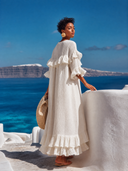 Women's Stylish Vacation-ready Textured Ruffle Maxi Dress ZMZ2145G2SWL
