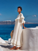Women's Stylish Vacation-ready Textured Ruffle Maxi Dress ZMZ2145G2SWL