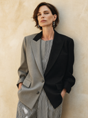 Women's Classic Two-Button Color-Block Blazer (with Light Shoulder Pads) ZMZ2154G6SWL