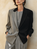 Women's Classic Two-Button Color-Block Blazer (with Light Shoulder Pads) ZMZ2154G6SWL