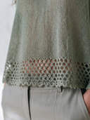 Women's Loose Knit Boat Neck Batwing Sleeve Sweater With Crochet Hem ZMZ2133G4YZH