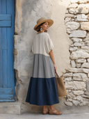 Women's Relaxed-Fit Color-Block Cotton-Linen Vacation Maxi Dress ZMZ2292G6SWL