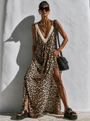 Women's Leopard Print V-Neck Sleeveless Maxi Dress ZMZ1507G0XT