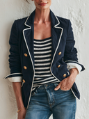 Women's Color-Block Double-Breasted Military-Style Blazer ZMZ1403G0XT