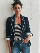 Women's Color-Block Double-Breasted Military-Style Blazer ZMZ1403G0XT