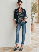 Women's Color-Block Double-Breasted Military-Style Blazer ZMZ1403G0XT