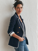 Women's Color-Block Double-Breasted Military-Style Blazer ZMZ1403G0XT