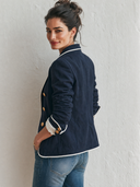 Women's Color-Block Double-Breasted Military-Style Blazer ZMZ1403G0XT