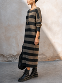 Women's Striped Knit Long Sleeve Loose Maxi Sweater Dress ZMZ2265G1SWL