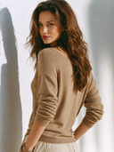 Women Faux Cashmere Knit Blouse Wide Scoop Neck Long Sleeve Loose Lightweight Fall Basic Knit Top ZMZ2236G5YZH
