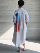 Women's Stylish Cotton Color-Block Striped Long-Sleeve Shirt Dress ZMZ2287G6SWL
