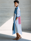 Women's Stylish Cotton Color-Block Striped Long-Sleeve Shirt Dress ZMZ2287G6SWL