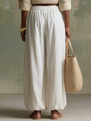 Women Cotton Linen Balloon Wide Leg Pants Elastic High Waist Full Lined Loose Casual Trousers ZMZ2256G5YZH