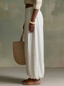 Women Cotton Linen Balloon Wide Leg Pants Elastic High Waist Full Lined Loose Casual Trousers ZMZ2256G5YZH
