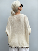 Women's French-style Elegant Openwork Hem And Tassels Long-sleeve Crew-neck Sweater ZMZ2178G1ZYY