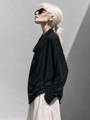Women's Premium Minimalist Casual Slub Cotton Cowl-Neck Long-Sleeve T-Shirt ZMZ2306G3ZYY
