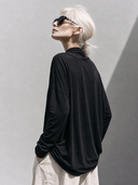 Women's Premium Minimalist Casual Slub Cotton Cowl-Neck Long-Sleeve T-Shirt ZMZ2306G3ZYY