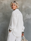 Women's Textured V-Neck Collar Long Sleeve Shirt ZMZ2322G1ZYY