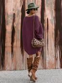 Women's Retro Casual Vertical-Stripe Jacquard Knit Crew-Neck Long-Sleeve Loose Mini Dress ZMZ2325G5ZYY