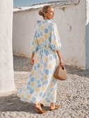 Women's Stylish Vacation Shirt Maxi Dress With Colorful Polka-Dot Print ZMZ2371G8SWL