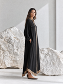 Women's Retro Casual Cotton Polka Dot Patchwork Shirt Long Sleeve Maxi Dress ZMZ2315G2ZJY