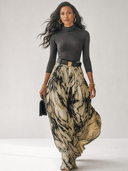 Women's Retro Casual Cotton T-shirt Printed Skirt Set ZMZ2346G3ZJY