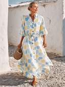 Women's Stylish Vacation Shirt Maxi Dress With Colorful Polka-Dot Print ZMZ2371G8SWL