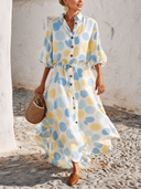 Women's Stylish Vacation Shirt Maxi Dress With Colorful Polka-Dot Print ZMZ2371G8SWL