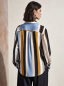 Women's Fashionable Multicolor Striped V-Neck Long-Sleeve Top ZMZ2374G9SWL