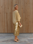 Women's Retro Casual Round Neck Long Sleeve Top And Sequined Skirt Set ZMZ2433G9ZJY