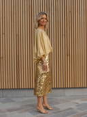 Women's Retro Casual Round Neck Long Sleeve Top And Sequined Skirt Set ZMZ2433G9ZJY