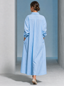 Women's Retro Casual Cotton Shirt With Heart Print Lapel Long Sleeve Loose Maxi Dress ZMZ2361G1ZJY