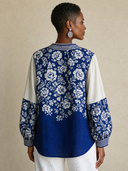 Women's Classic V-Neck Floral Print Long-Sleeve Top ZMZ2438G1SWL