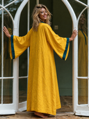 Women's Vacation Casual Cotton-Linen V-Neck Flare-Sleeve Loose Maxi Dress ZMZ2464G6ZYY