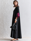 Women's Premium Minimalist Flared Sleeves Cotton-Linen V-Neck Loose Maxi Dress ZMZ2351G2ZYY