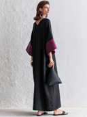 Women's Premium Minimalist Flared Sleeves Cotton-Linen V-Neck Loose Maxi Dress ZMZ2351G2ZYY