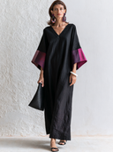 Women's Premium Minimalist Flared Sleeves Cotton-Linen V-Neck Loose Maxi Dress ZMZ2351G2ZYY