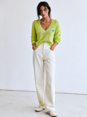 Women's Stylish Casual Heart Detail Long-Sleeve V-Neck Sweater ZMZ2463G3ZYY
