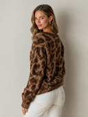 Women's Retro Casual Leopard Print Knit Crew Neck Long Sleeve Sweater ZMZ2709G4ZJY
