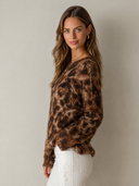 Women's Retro Casual Leopard Print Knit Crew Neck Long Sleeve Sweater ZMZ2709G4ZJY