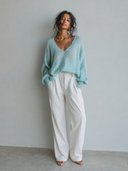 Women's Retro Casual Knitted V-Neck Long-Sleeve Sweater ZMZ2779G9ZJY
