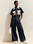 Women's Stylish Tencel Denim Zip-Front Top And Straight-Leg Pants Two-Piece Set ZMZ2752G4SWL